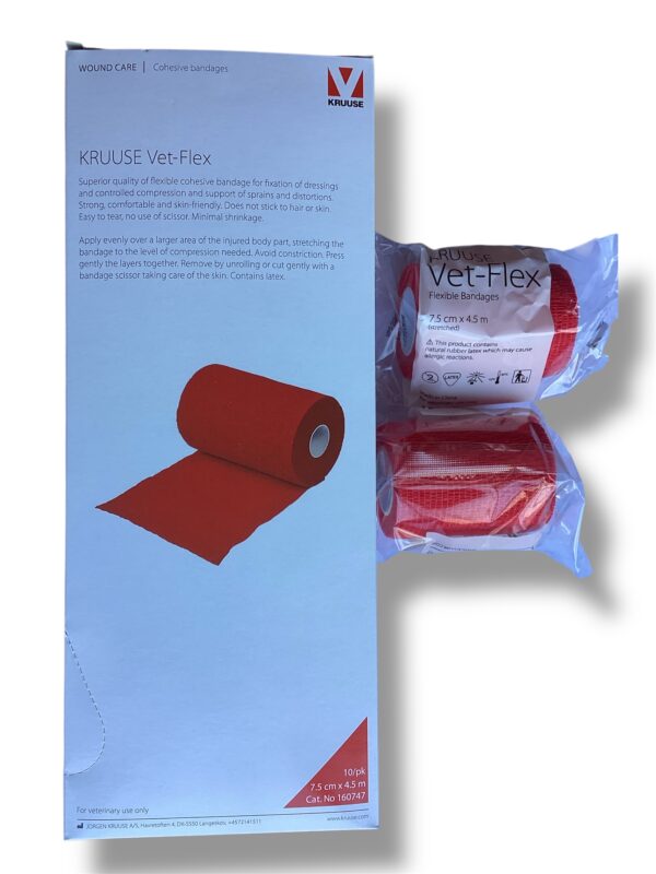 Venda elástica VET-FLEX 7.5cm x 4.5mt roja